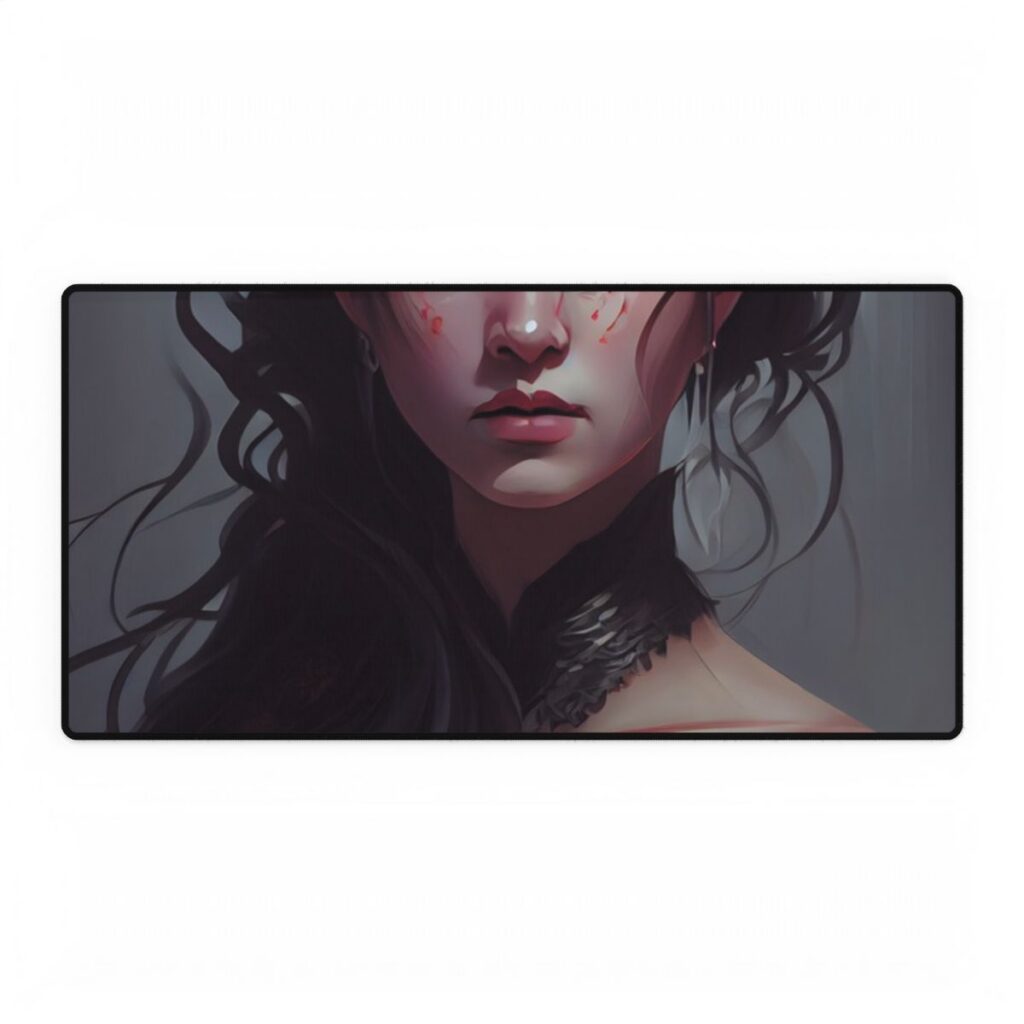 Astonishing Female Portrait: Dr. Black Hair Elegance - Desk Mat