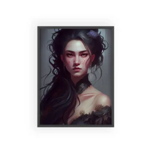 Woman with Violet Blossom Framed Poster