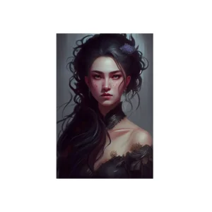Woman with Violet Blossom Metal Poster