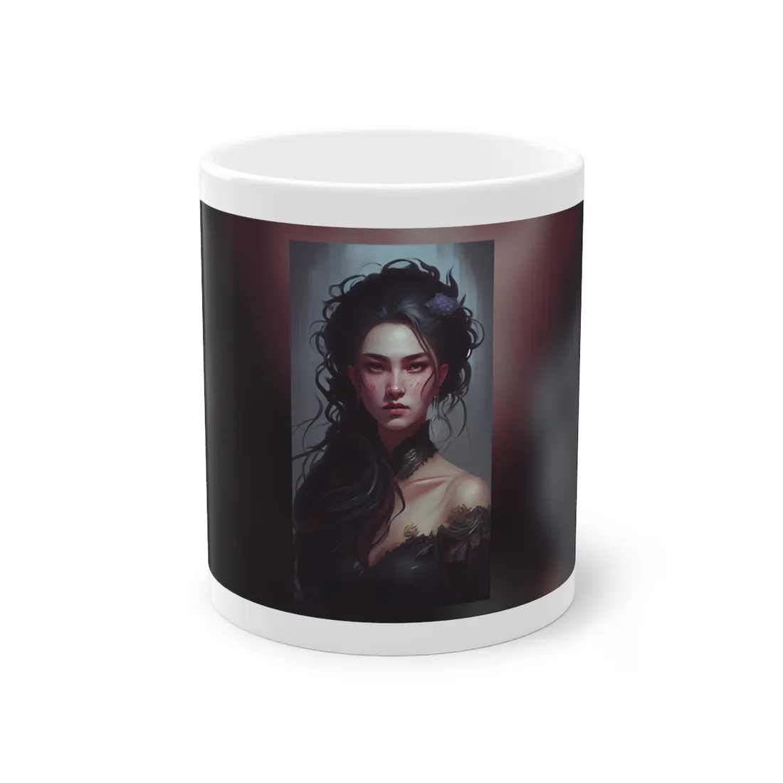 Astonishing Female Portrait: Dr. Black Hair Elegance - Mug