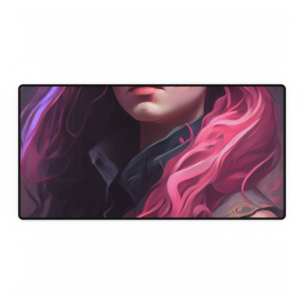 Astonishing Female Portrait: Stylized Pink Hair Artwork in Dre - Desk Mat