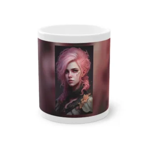 Woman with Pink Curly Hair Mug