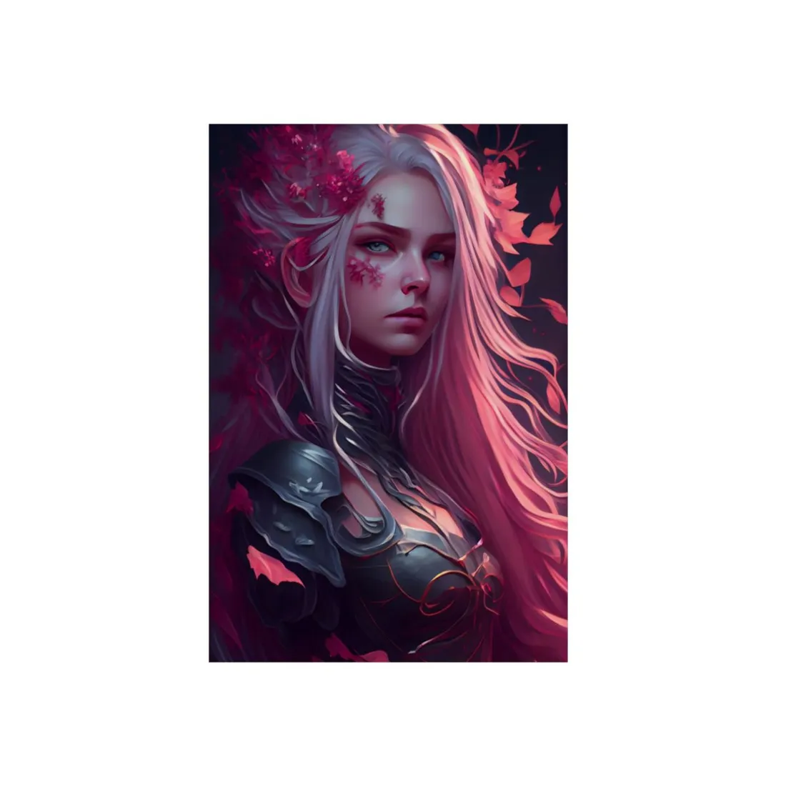 Astonishing Female Portrait with Pink Hair: Artistic Vision - Metal Poster