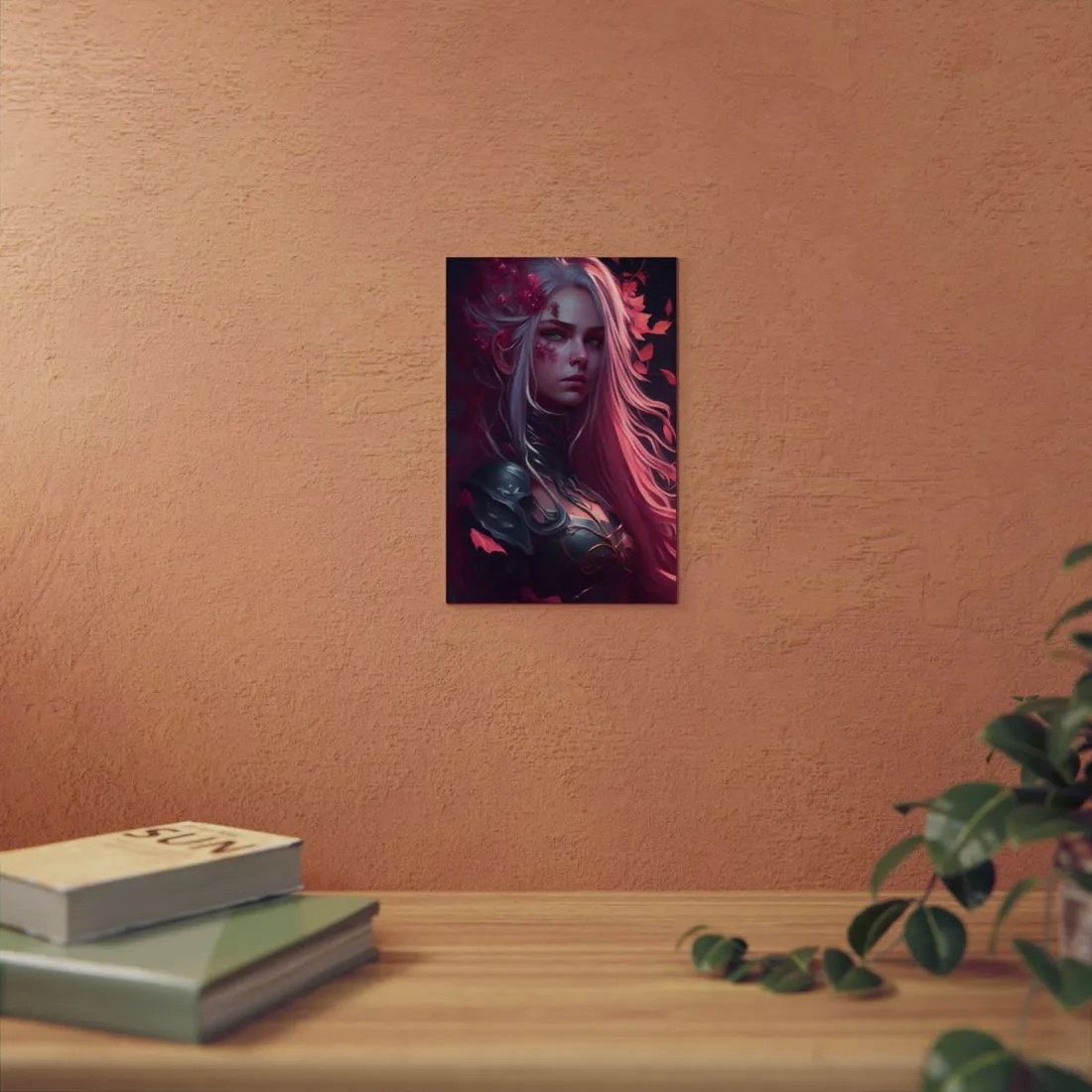 Astonishing Female Portrait with Pink Hair: Artistic Vision - Metal Poster