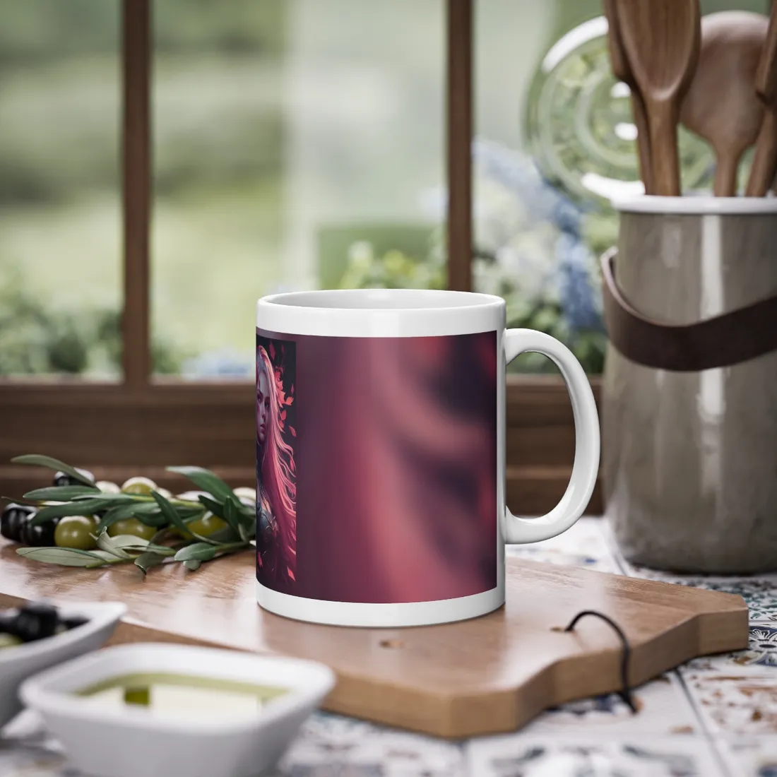 Astonishing Female Portrait with Pink Hair: Artistic Vision - Mug