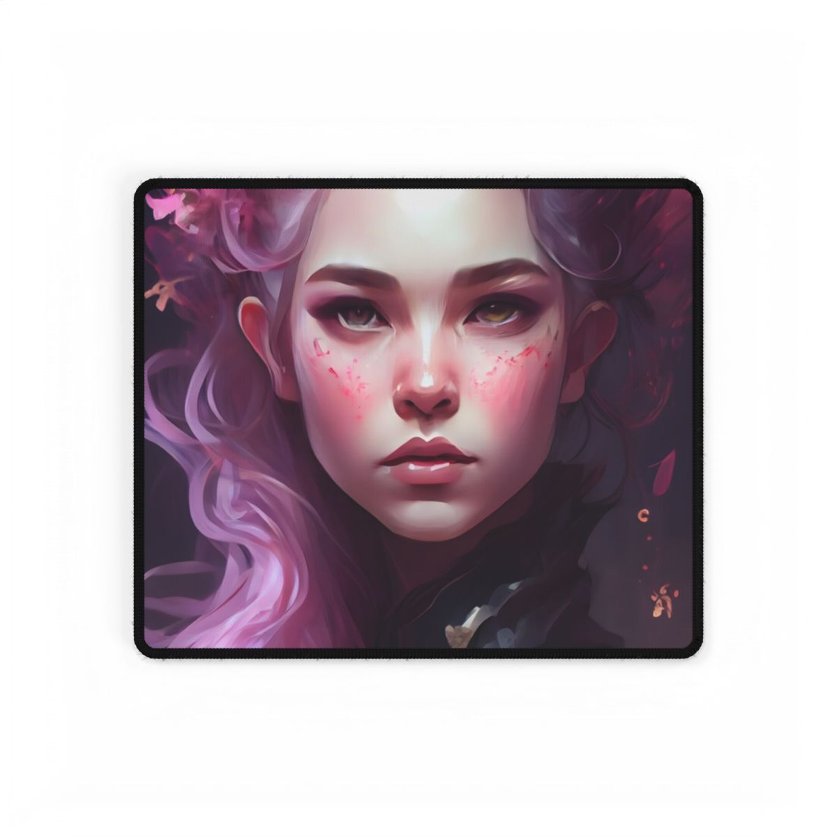 Astonishing Female Portrait with Pink Hair: Dre Artwork - Desk Mat