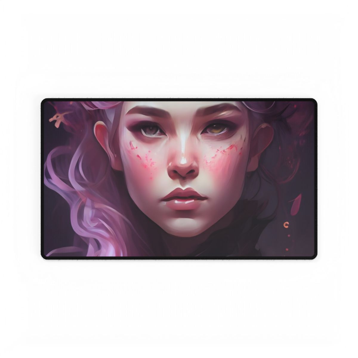 Astonishing Female Portrait with Pink Hair: Dre Artwork - Desk Mat