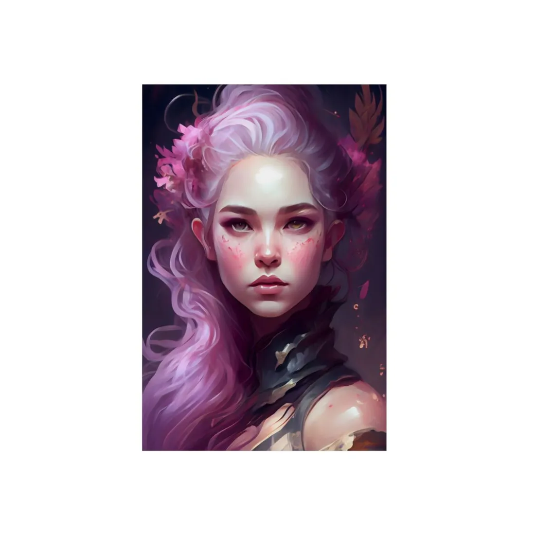 Astonishing Female Portrait with Pink Hair: Dre - Metal Poster