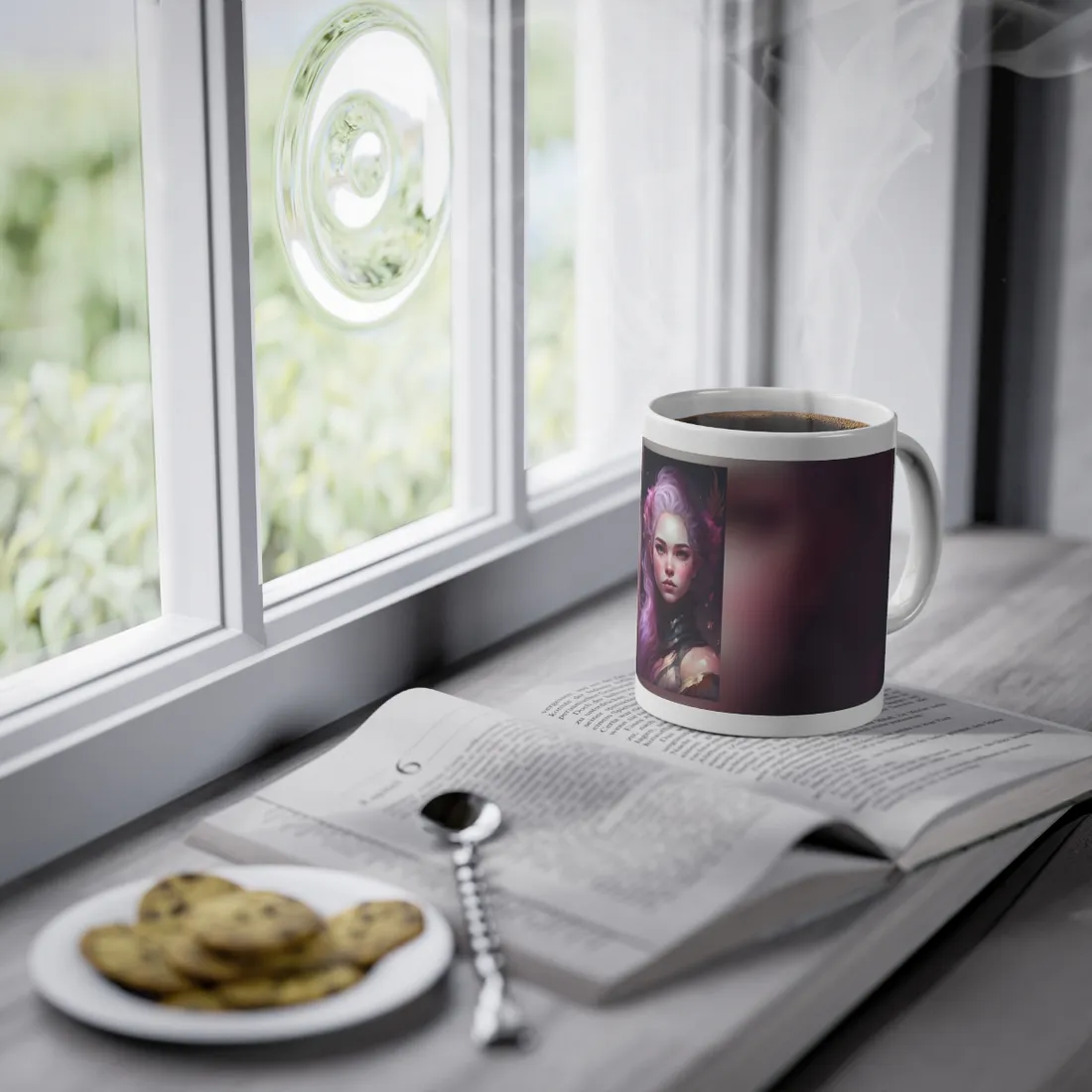 Astonishing Female Portrait with Pink Hair: Dre - Mug