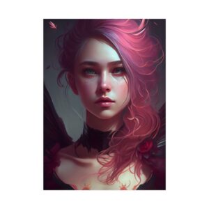 Pink-Haired Winged Portrait Poster