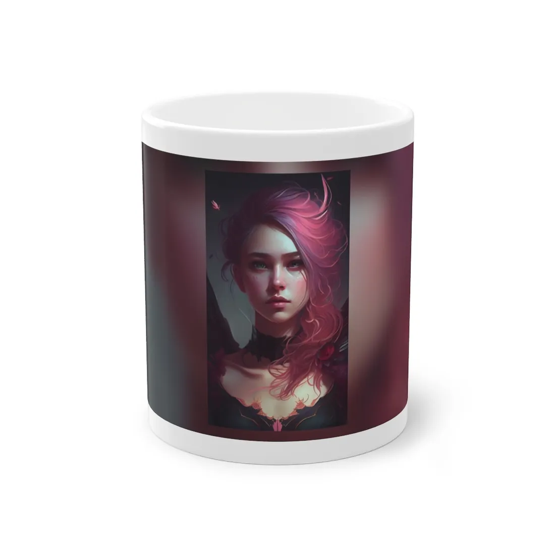 Astonishing Female Portrait with Pink Hair: Enchanting Outdoor - Mug