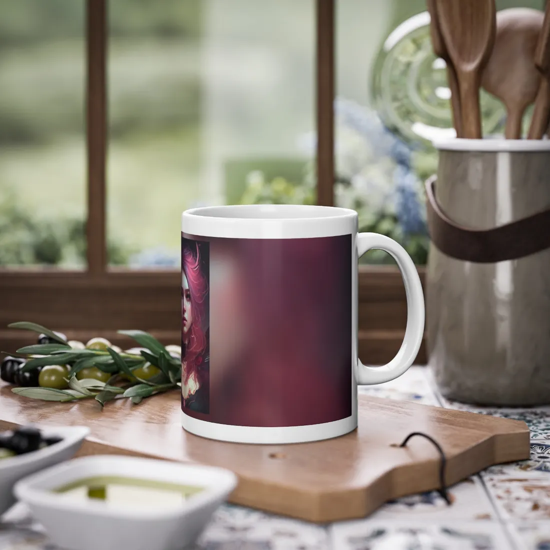 Astonishing Female Portrait with Pink Hair: Enchanting Outdoor - Mug