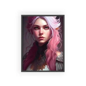 Fantasy Woman with Pink Hair Framed Poster
