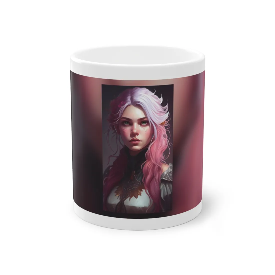 Astonishing Pink Hair Portrait: Confident Female in Dreary Background - Mug