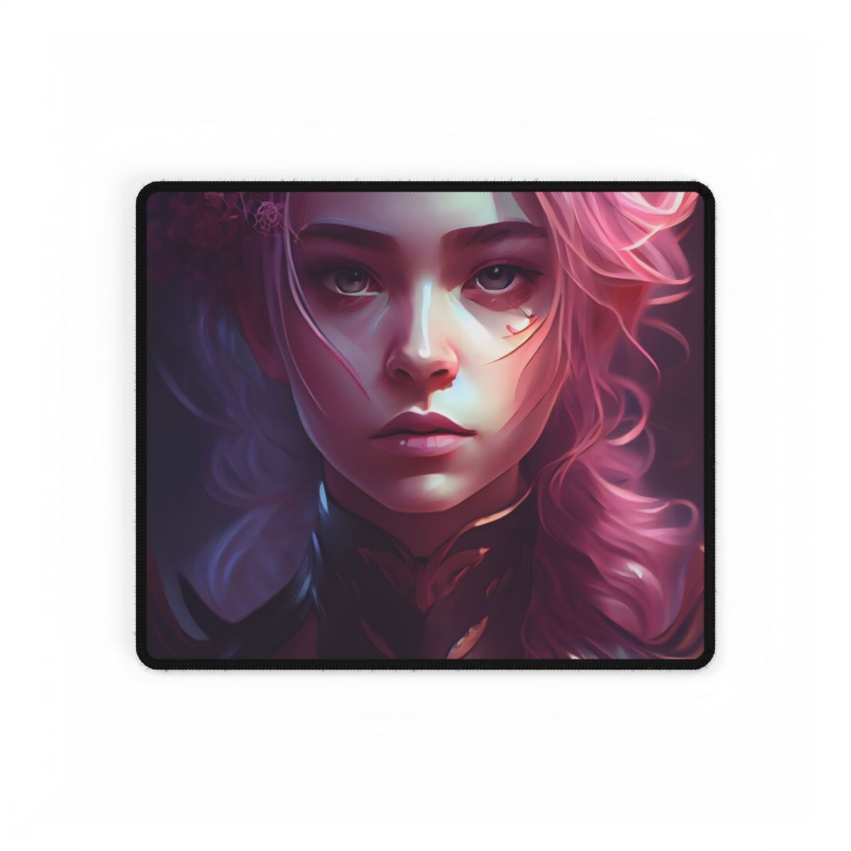 Astonishing Pink Hair Portrait: Vibrant Female Art - Desk Mat