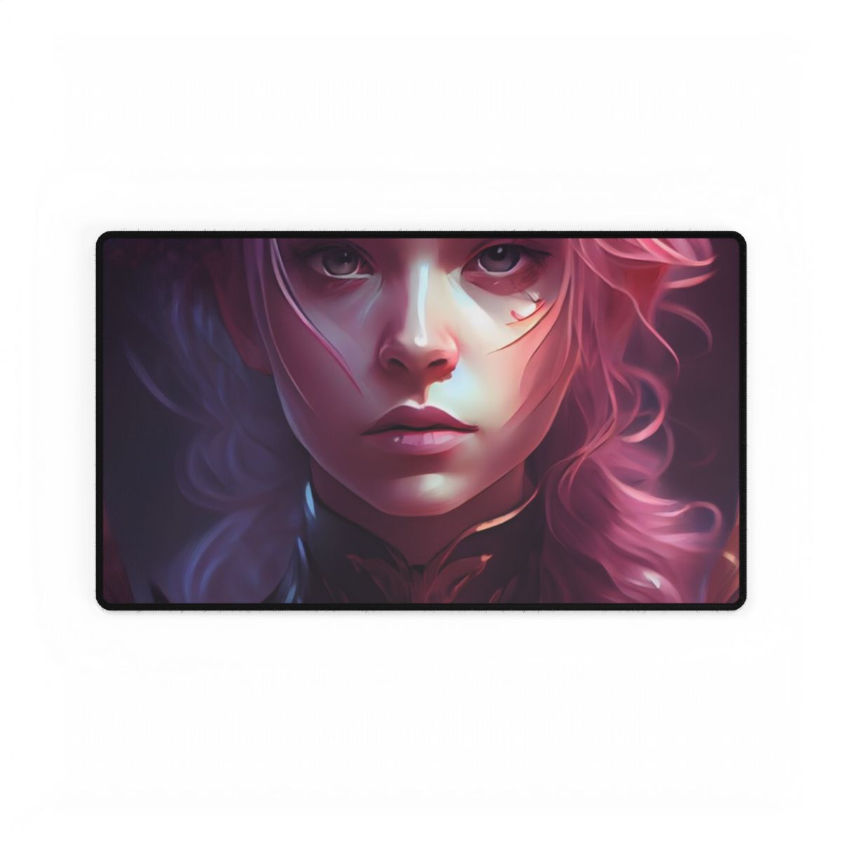 Astonishing Pink Hair Portrait: Vibrant Female Art - Desk Mat