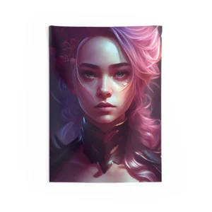 Woman with Pink Hair Portrait Wall Tapestry