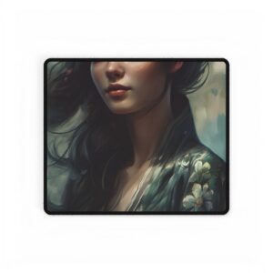 Woman in Floral Robe Desk Mat