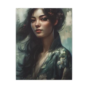 Woman in Floral Robe Canvas Print