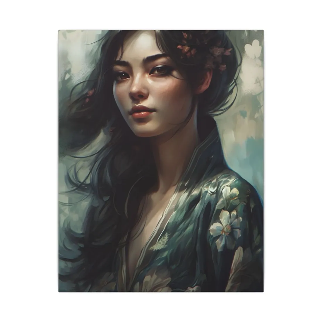 Astonishing Realistic Brown Hair Female Portrait: Studio - Canvas