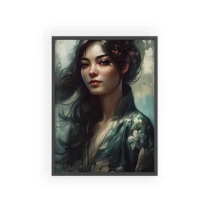 Woman in Floral Robe Framed Poster