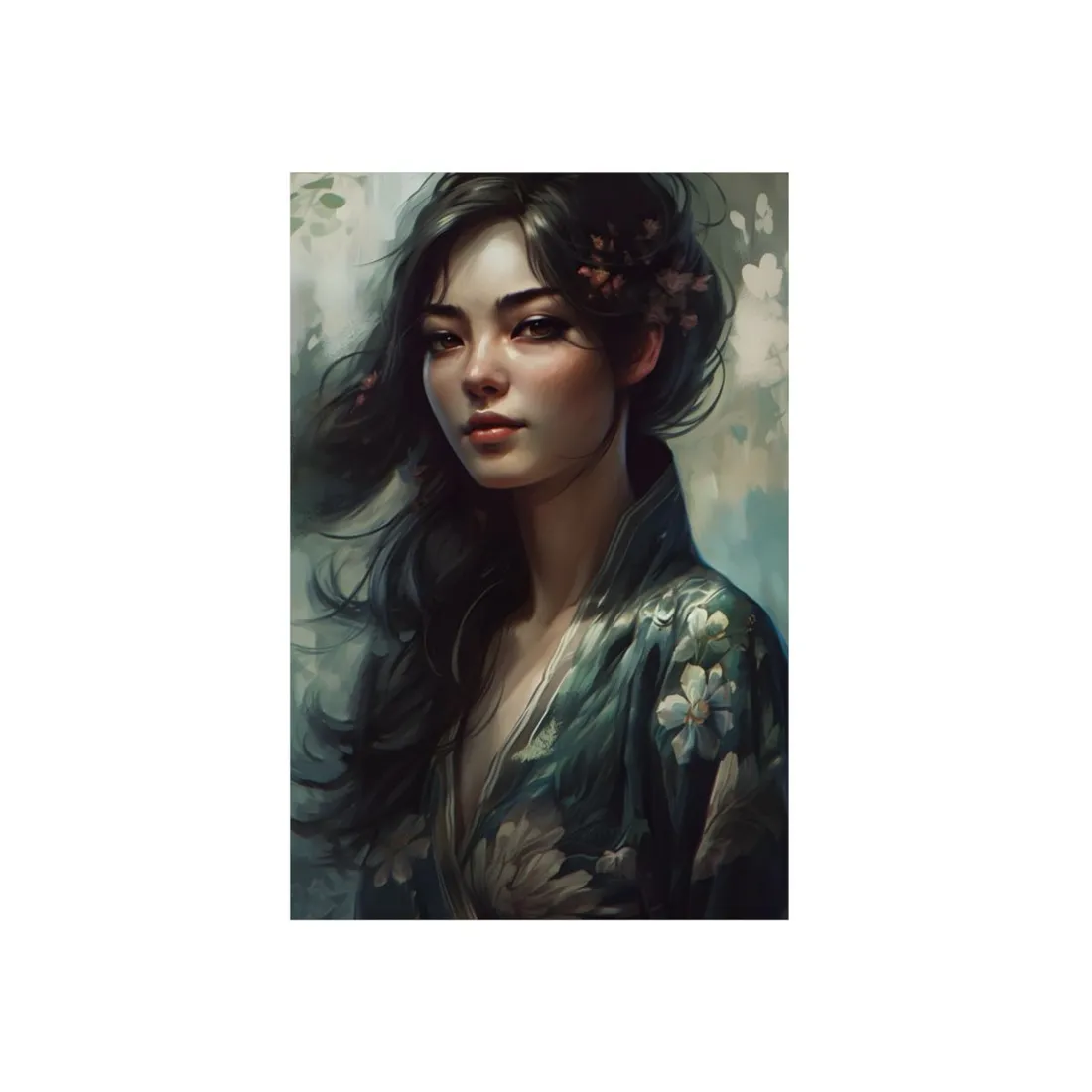 Astonishing Realistic Brown Hair Female Portrait: Studio - Metal Poster