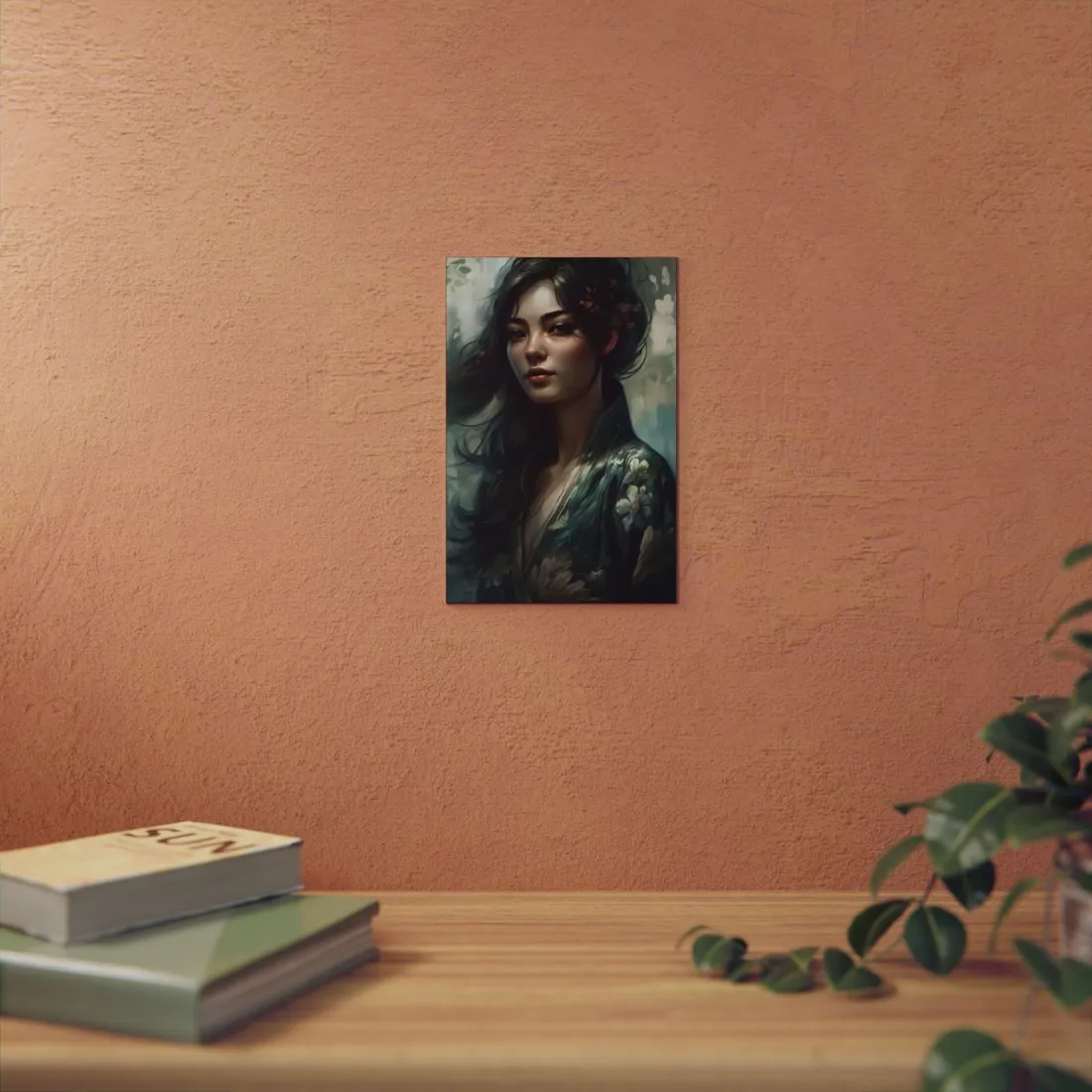 Astonishing Realistic Brown Hair Female Portrait: Studio - Metal Poster