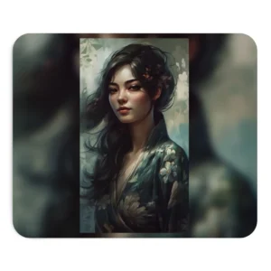 Woman in Floral Robe Mouse Pad
