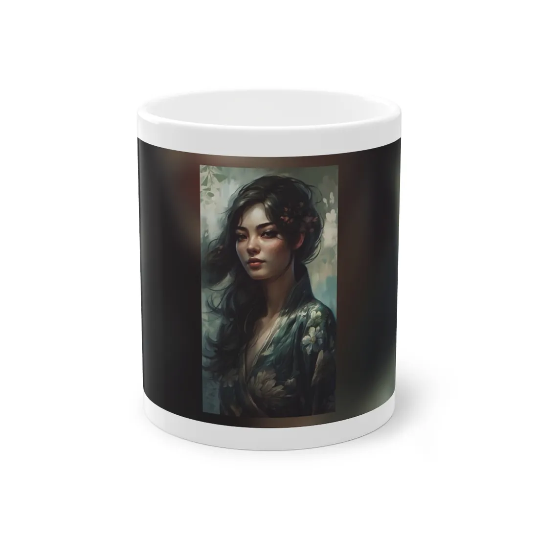 Astonishing Realistic Brown Hair Female Portrait: Studio - Mug