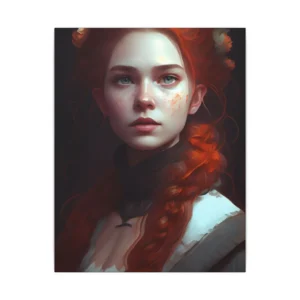 Flame-Haired Braided Woman Canvas Print