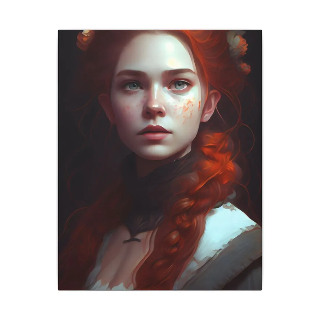 Astonishing Redhead Portrait: Elegant Young Woman in Dress - Canvas
