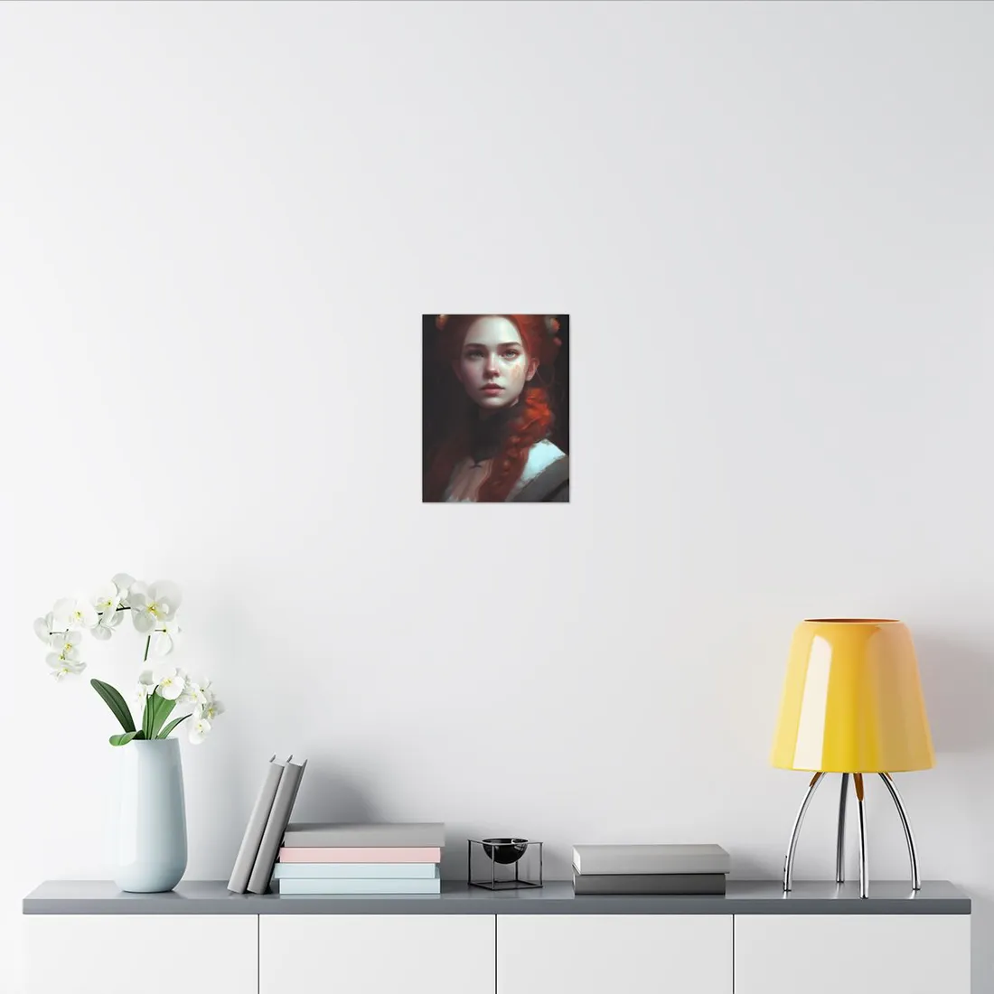 Astonishing Redhead Portrait: Elegant Young Woman in Dress - Canvas