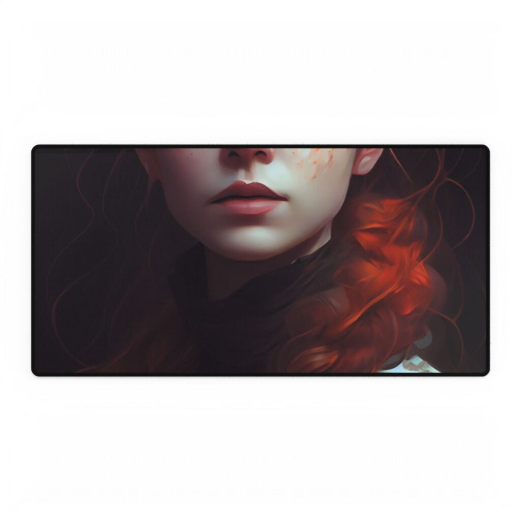 Astonishing Redhead Portrait: Elegant Young Woman in Dress - Desk Mat