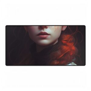 Flame-Haired Braided Woman Desk Mat