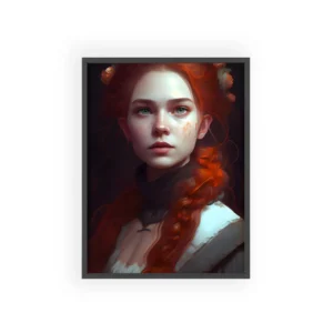 Flame-Haired Braided Woman Framed Poster