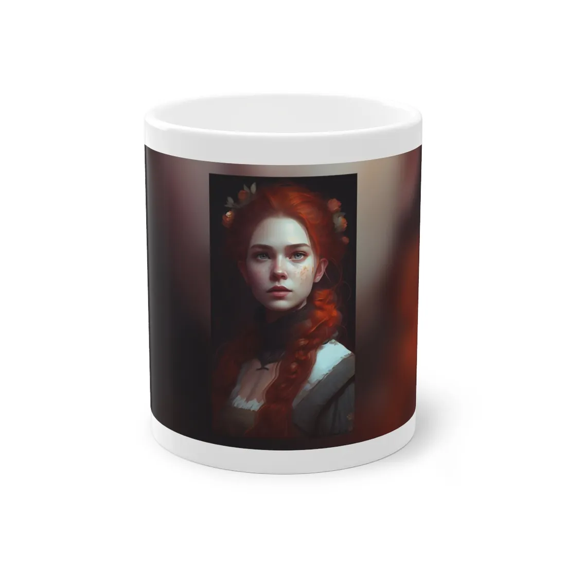 Astonishing Redhead Portrait: Elegant Young Woman in Dress - Mug