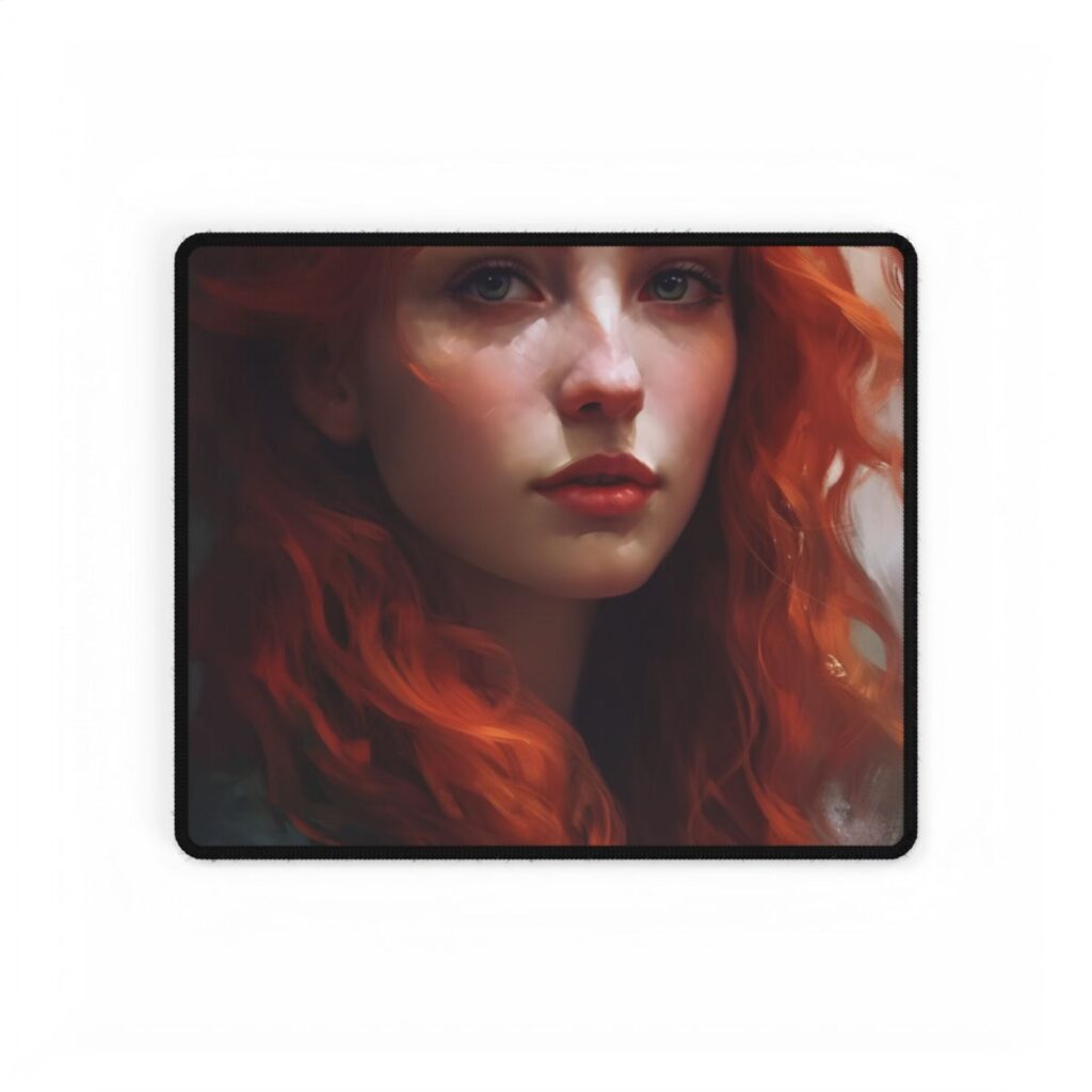 Astonishing Redhead Portrait: Female Artwork - Desk Mat