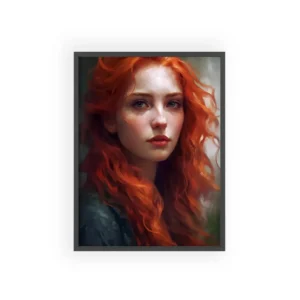 Woman with Wavy Ginger Hair Framed Poster