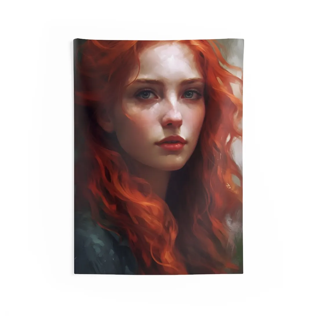 Astonishing Redhead Portrait: Female - Wall Tapestry