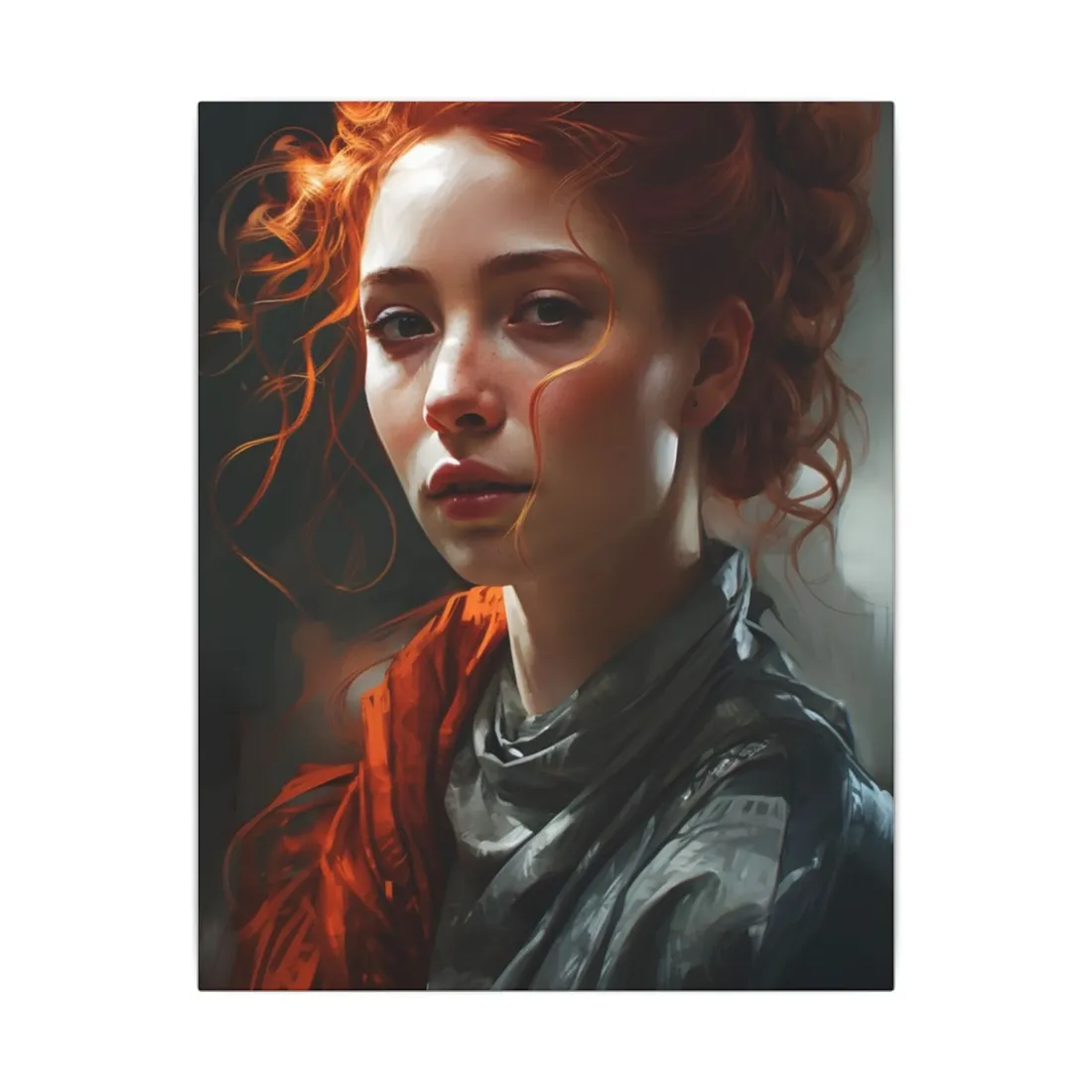 Astonishing Redhead Portrait: Neutral Expression Art - Canvas