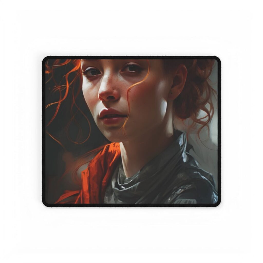 Astonishing Redhead Portrait: Neutral Expression Art - Desk Mat