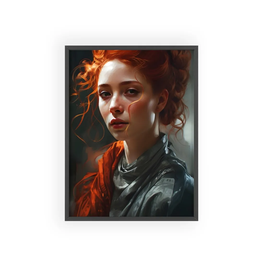 Astonishing Redhead Portrait: Neutral Expression Art - Framed Poster