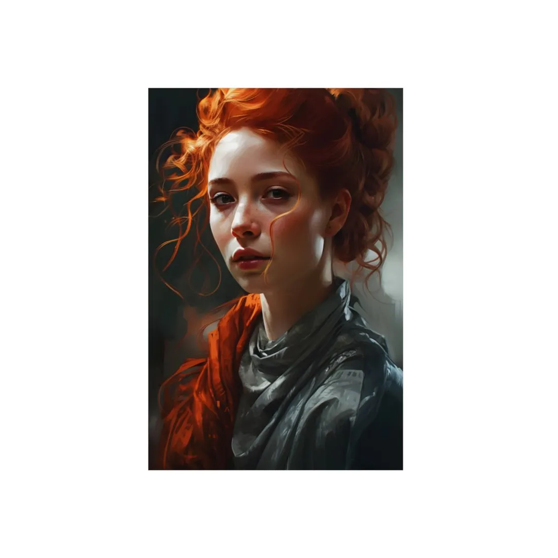 Astonishing Redhead Portrait: Neutral Expression Art - Metal Poster