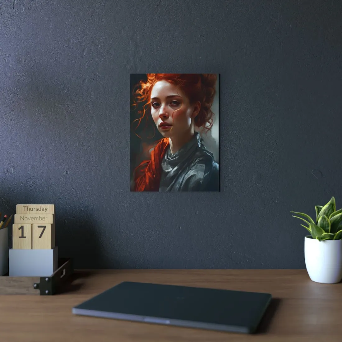 Astonishing Redhead Portrait: Neutral Expression Art - Metal Poster