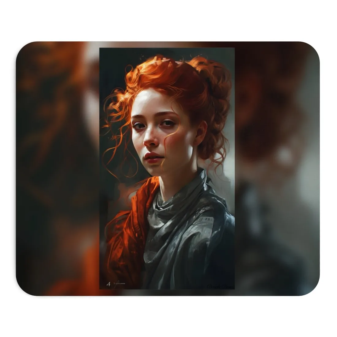 Astonishing Redhead Portrait: Neutral Expression Art - Mouse Pad