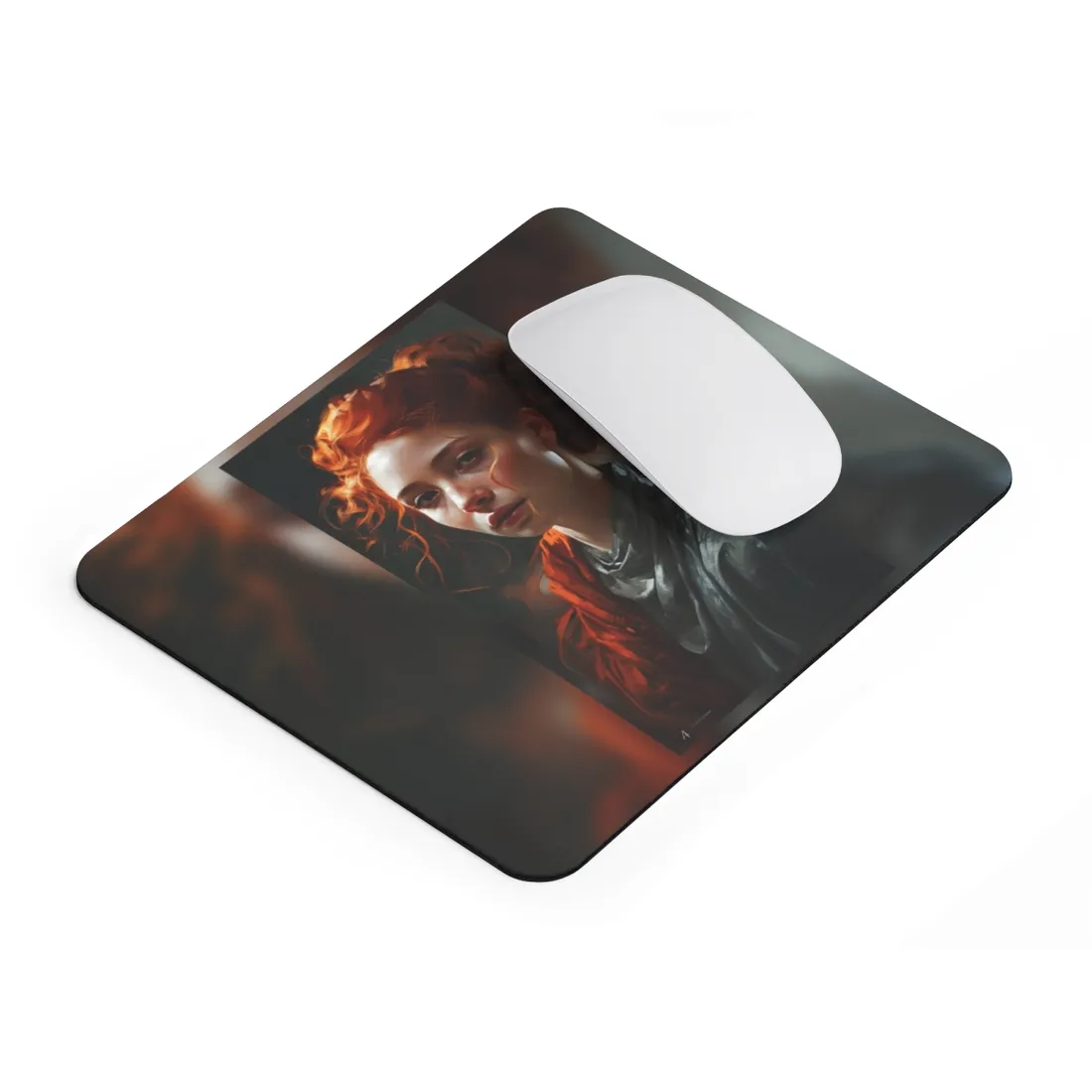 Astonishing Redhead Portrait: Neutral Expression Art - Mouse Pad