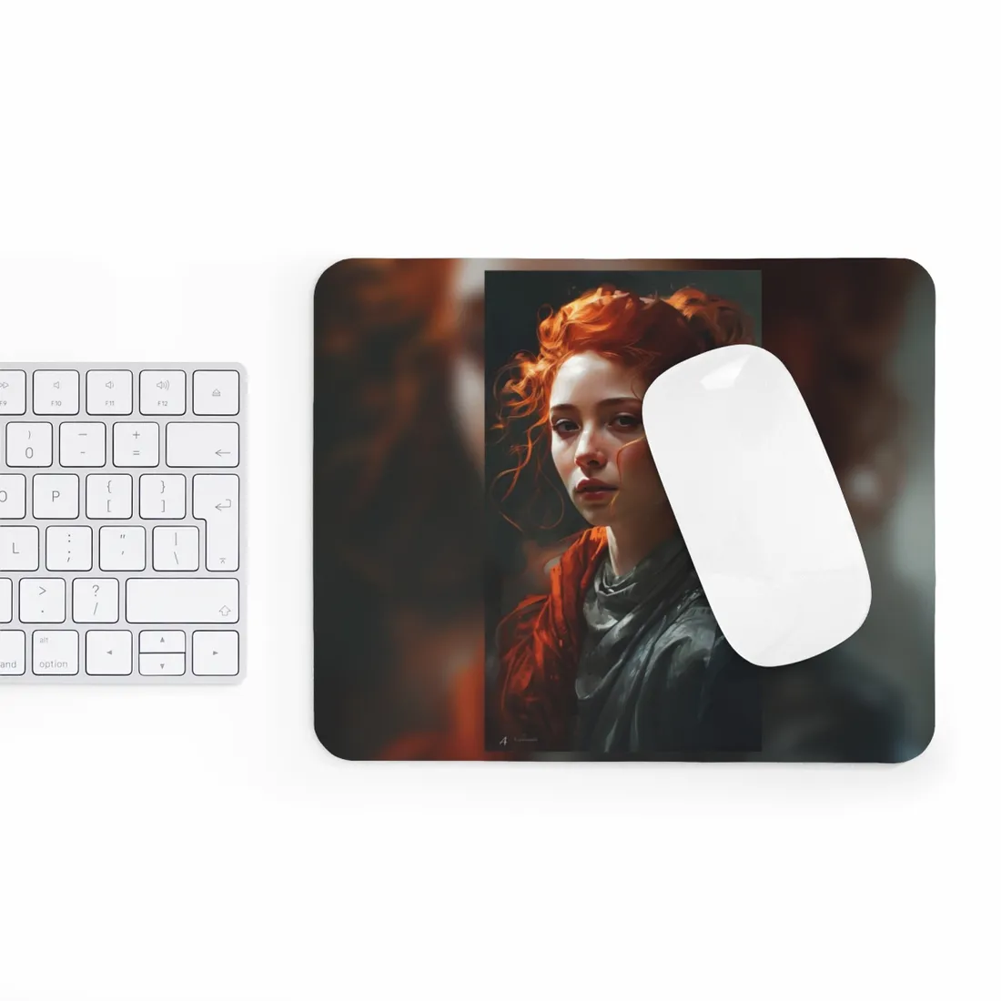 Astonishing Redhead Portrait: Neutral Expression Art - Mouse Pad