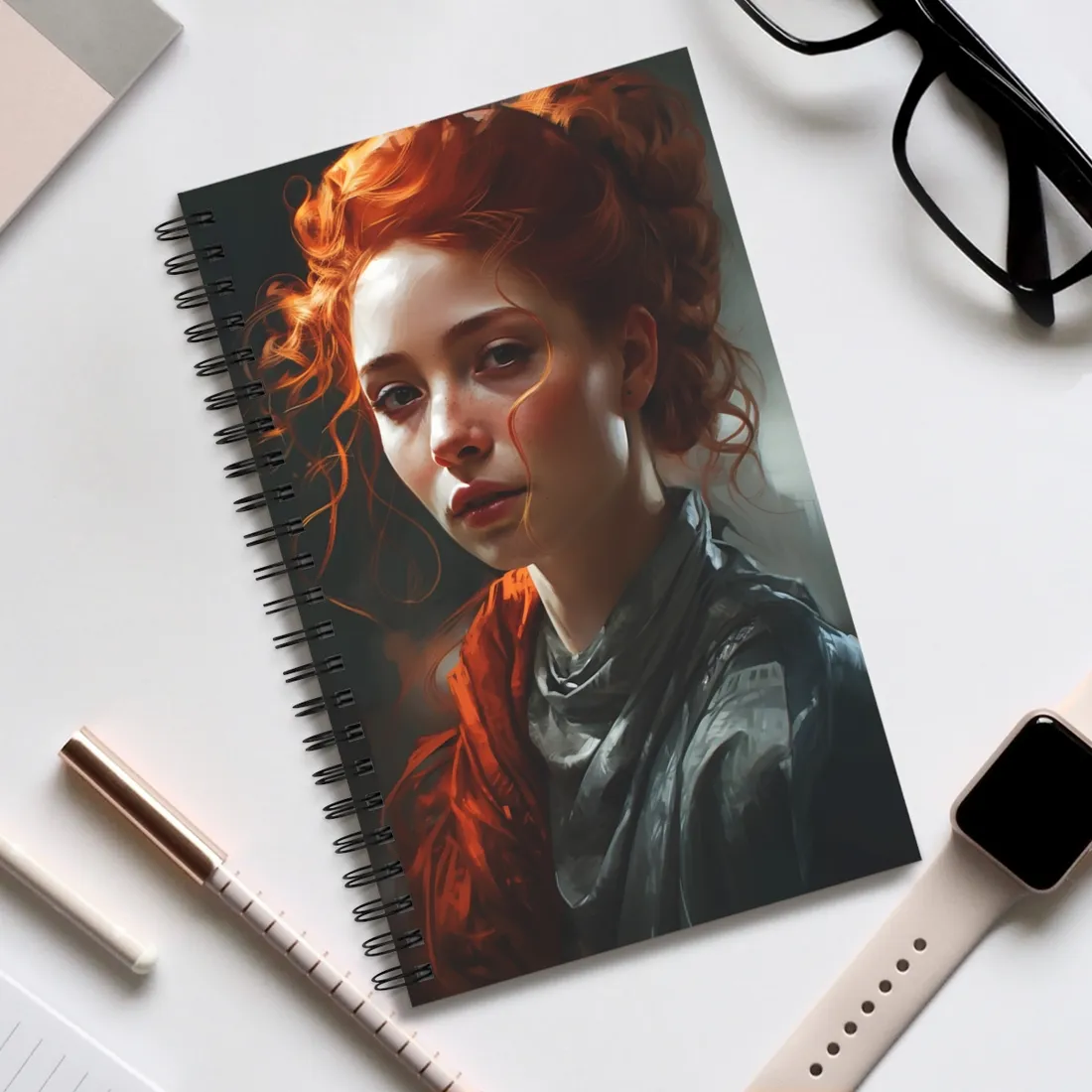 Astonishing Redhead Portrait: Neutral Expression Art - Spiral Notebook