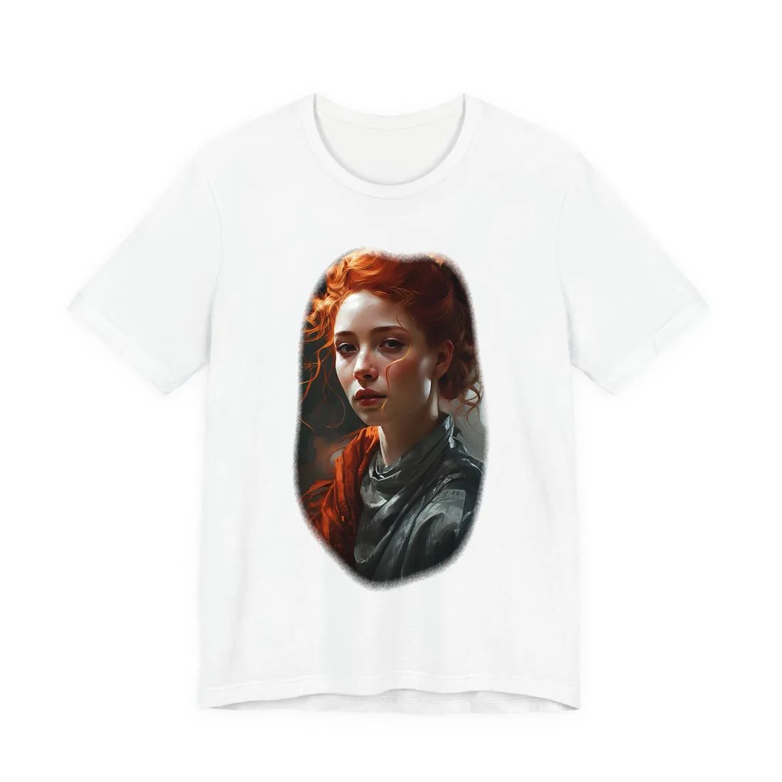Astonishing Redhead Portrait: Neutral Expression Art T-Shirt - T-Shirt (White)