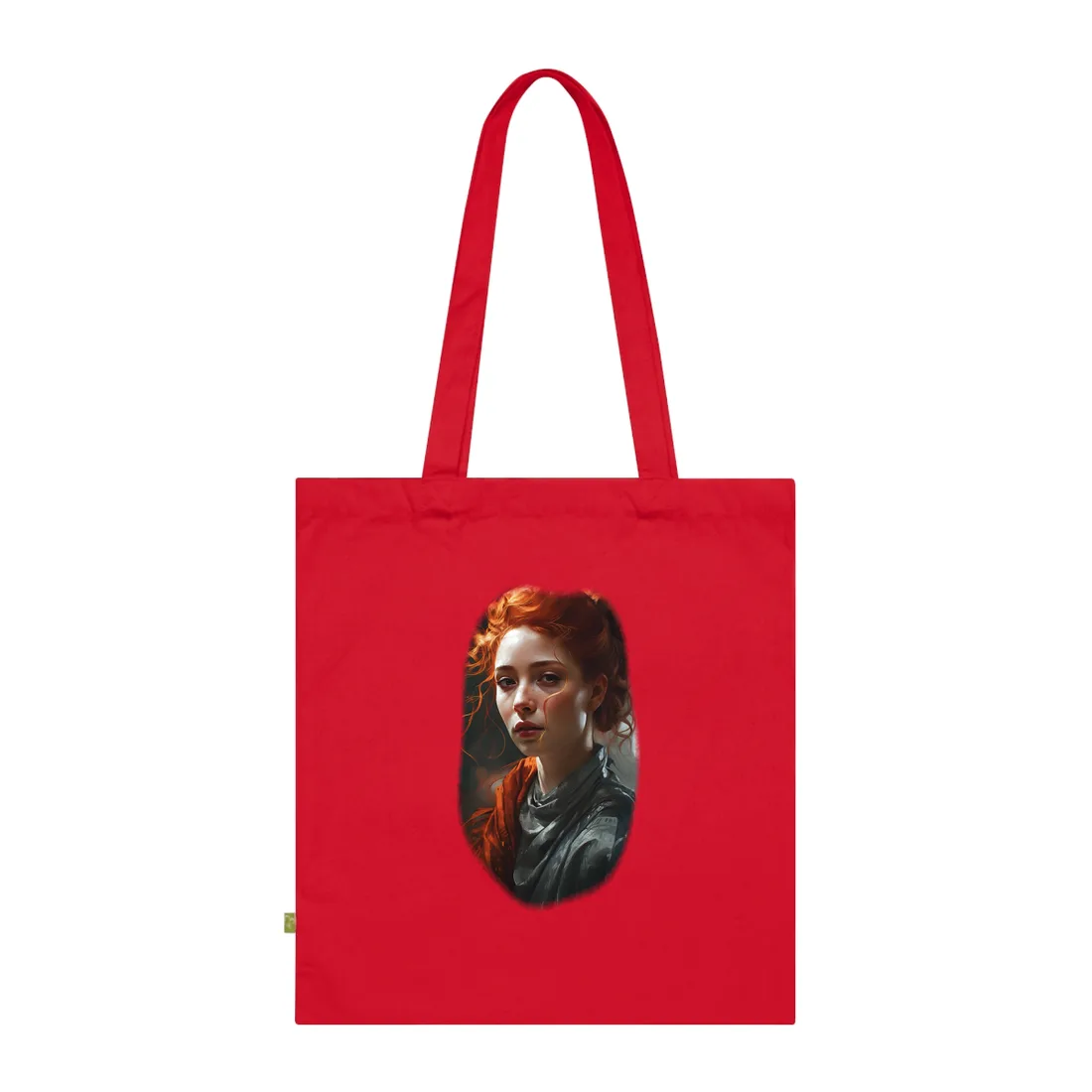 Astonishing Redhead Portrait: Neutral Expression Art Tote Bag - Tote Bag (Classic Red)